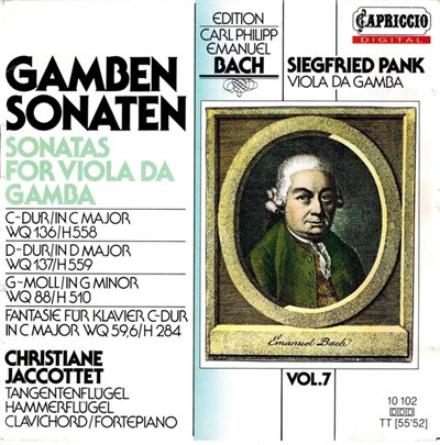Carl Philipp Emanuel Bach, Siegfried Pank, Christiane Jaccottet - Gambensonaten, Fantasie Für Klavier C-dur download mp3 flac