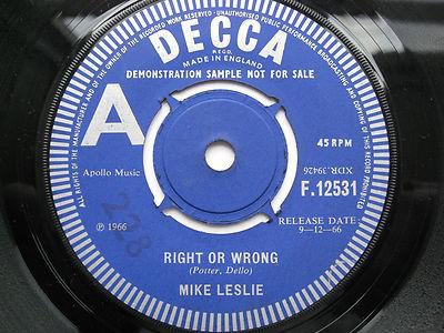 Mike Leslie - Right Or Wrong / Office Girl download mp3 flac