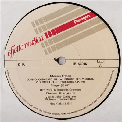 Johannes Brahms - New York Philharmonic Orchestra - Bruno Walter - John Corigliano - Leonard Rose - Doppio Concerto In La Minore Per Violino, Violoncello E Orchestra Op. 102 download mp3 flac
