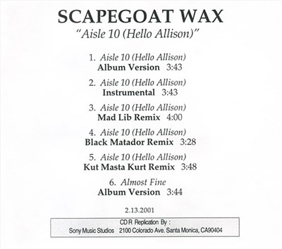 Scapegoat Wax - Aisle 10 (Hello Allison) download mp3 flac