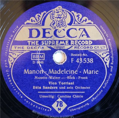 Vico Torriani, Béla Sanders Und Sein Orchester - Manon-Madeleine-Marie / Caroline Chèrie download mp3 flac