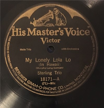 Sterling Trio / Rene Dietrich - Horace Wright - My Lonely Lola Lo (In Hawaii) / My Own Iona (Moi One-Ionae) download mp3 flac