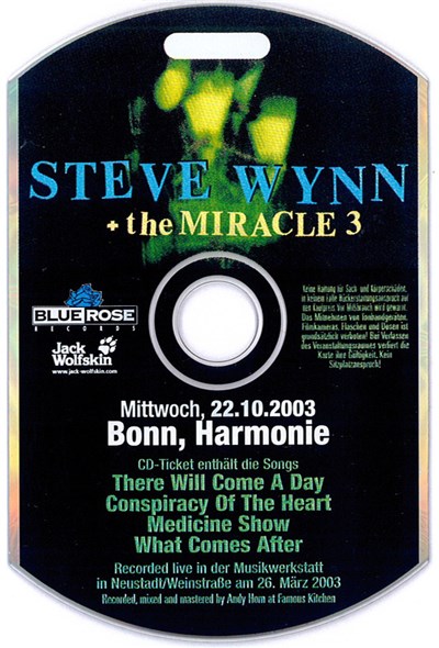 Steve Wynn + The Miracle 3 - Mittwoch, 22.10.2003 Bonn, Harmonie (CD-Ticket) download mp3 flac