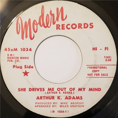 Arthur K. Adams - She Drives Me Out Of My Mind / Gimmie Some Of Your Lovin' download mp3 flac