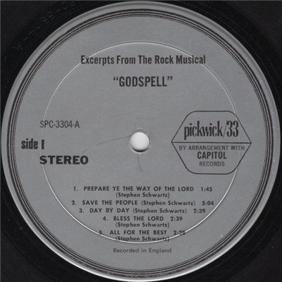 Unknown Artist - Excerpts From The Rock Musical "Godspell" download mp3 flac