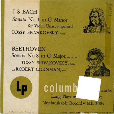 Bach / Beethoven - Tossy Spivakovsky, Robert Cornman - Sonata No. 1 In G Minor For Violin Unaccompanied / Sonata No. 8 In G Major, Op. 30, No. 3 download mp3 flac