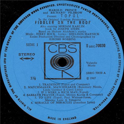 Various - Harold Prince And Richard Pilbrow Present Topol In A New Musical Fiddler On The Roof download mp3 flac