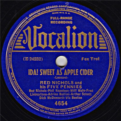 Red Nichols And His Five Pennies - Ida! Sweet As Apple Cider / Feelin' No Pain download mp3 flac