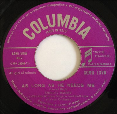 Shirley Bassey With The Rita Williams Singers And Geoff Love & His Orchestra - As Long As He Needs Me download mp3 flac