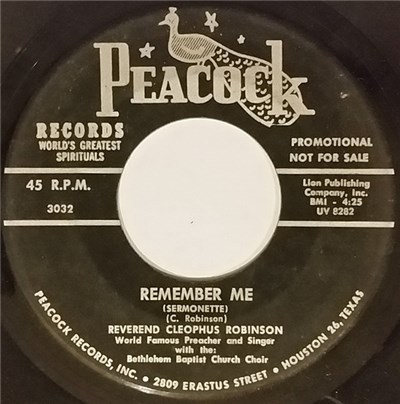 Reverend Cleophus Robinson With The Bethlehem Baptist Church Choir - Remember Me (Sermonette) / Trouble Don't Last Always download mp3 flac