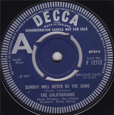 The Californians - Sunday Will Never Be The Same / Can't Get You Out Of My Mind download mp3 flac