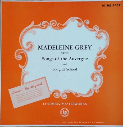 Madeleine Grey - Songs Of The Auvergne And Song At School download mp3 flac