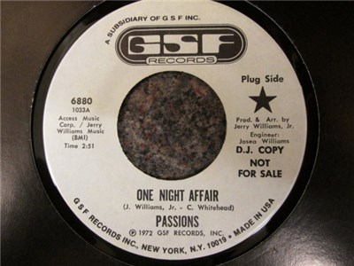 Passions - One Night Affair / A Toast (May There Be No Last Time) download mp3 flac