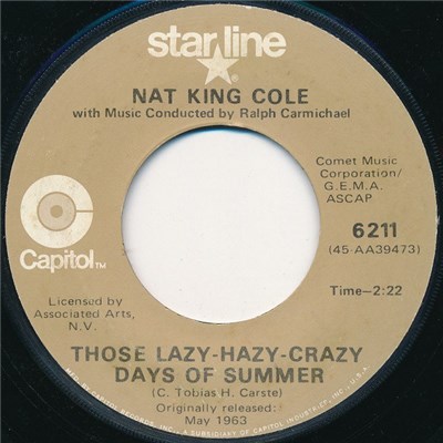 Nat King Cole - Those Lazy-Hazy-Crazy Days Of Summer / That Sunday, That Summer download mp3 flac