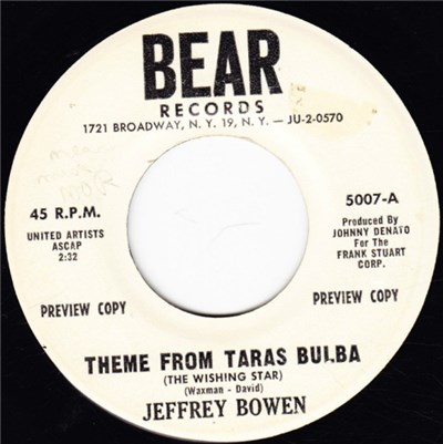 Jeffrey Bowen - Theme From Taras Bulba (The Wishing Star) / We Will Never Be As Young As This Again download mp3 flac