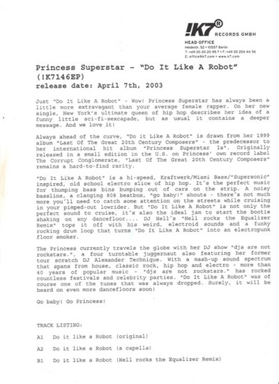 Princess Superstar - Do It Like A Robot download mp3 flac