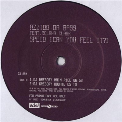 Azzido Da Bass Feat. Roland Clark - Speed (Can You Feel It?) download mp3 flac