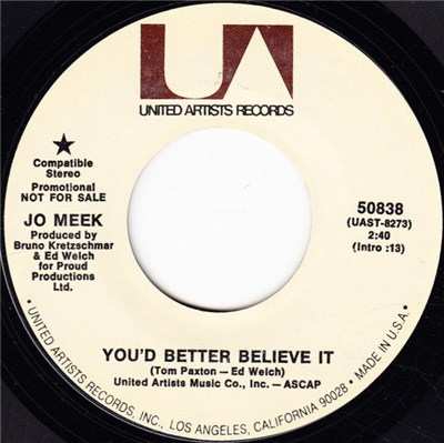 Jo Meek - You'd Better Believe It / Too Good To Be True download mp3 flac