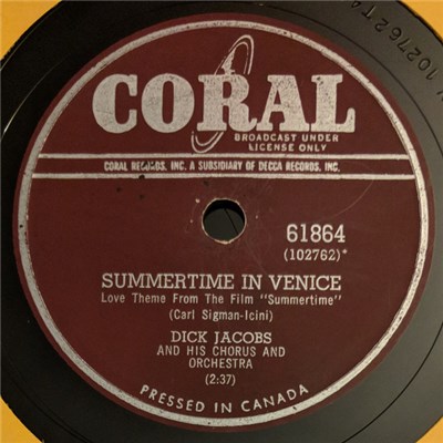 Dick Jacobs & His Chorus & Orchestra - Summertime In Venice / Fascination download mp3 flac