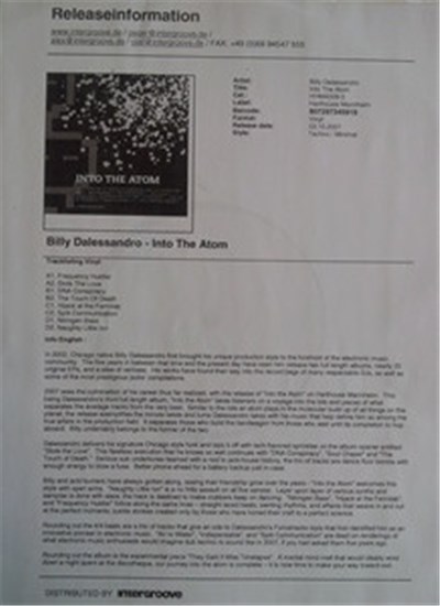 Billy Dalessandro - Into The Atom download mp3 flac