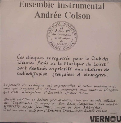 Ensemble Instrumental Andrée Colson - G. PH. Telemann download mp3 flac