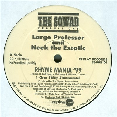 The Sqwad Productions : Large Professor & Neek The Exotic / Masta Ace - Rhyme Mania '99 / NY Confidential download mp3 flac