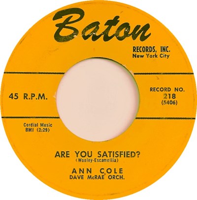 Ann Cole - Are You Satisfied / Darling, Don't Hurt Me download mp3 flac
