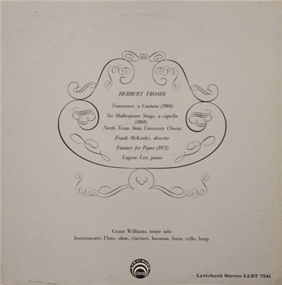 Herbert Fromm - Transience, A Cantata / Six Shakespeare Songs, A Capella / Fantasy For Piano download mp3 flac