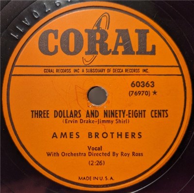 Ames Brothers - Three Dollars And Ninety Eight Cents / More Than I Care To Remember download mp3 flac