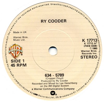 Ry Cooder - 634 - 5789 download mp3 flac