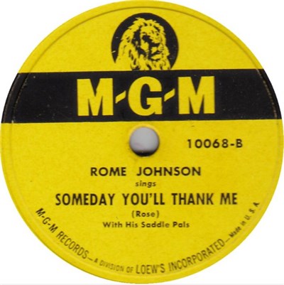 Rome Johnson With His Saddle Pals - The Waltz Of The Wind / Someday You'll Thank Me download mp3 flac