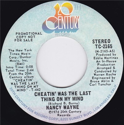 Nancy Wayne - Cheatin` Was The Last Thing On My Mind download mp3 flac