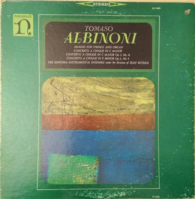 Albinoni, The Sinfonia Instrumental Ensemble - Adagio For Strings And Organ, Concerto A Cinque In C Major, Concerto A Cinque In C Major Op.5, No. 12, Concerto A Cinque In E Minor Op.5, No.9 download mp3 flac