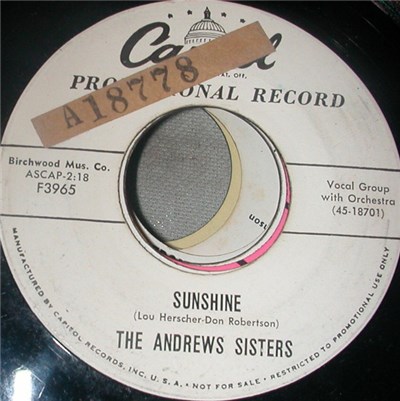 The Andrews Sisters - Sunshine download mp3 flac