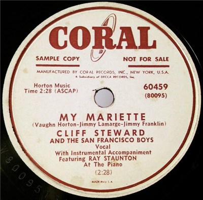 Cliff Steward And The San Francisco Boys With Instrumental Accompaniment Featuring Ray Staunton - My Mariette / You Better Stop Tellin' Lies About Me download mp3 flac