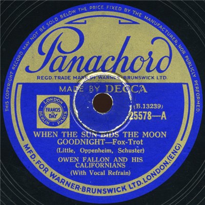 Owen Fallon And His Californians - When The Sun Bids The Moon Goodnight / Don't Blame Me download mp3 flac