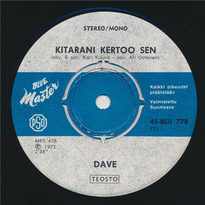 Dave / Kari Kuuva - Kitarani Kertoo Sen / Menevä Mies download mp3 flac