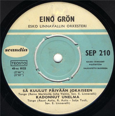 Eino Grön / Reijo Taipale - Sä Kuulut Päivään Jokaiseen / Kadonnut Unelma / Eilinen Tango / Yön Tummat Siivet download mp3 flac