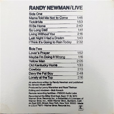 Randy Newman - Live download mp3 flac