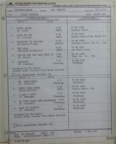 The Inmates - First Offence download mp3 flac