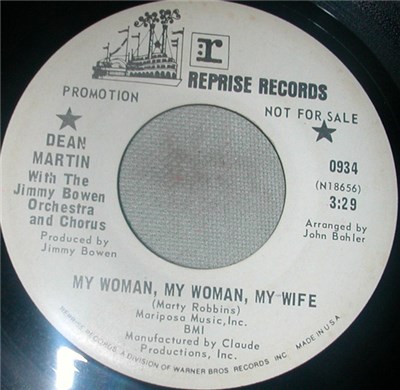 Dean Martin With Jimmy Bowen Orchestra And Chorus - My Woman, My Woman, My Wife / Here We Go Again download mp3 flac