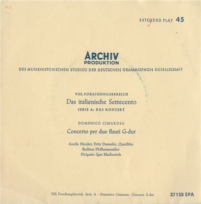 Domenico Cimarosa, Berliner Philharmoniker, Igor Markevitch - Concerto Per Due Flauti G-dur download mp3 flac