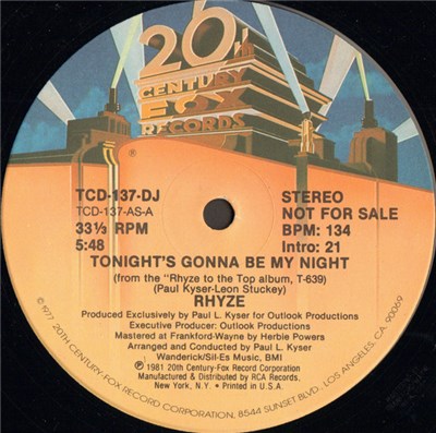 Rhyze - Tonight's Gonna Be My Night download mp3 flac