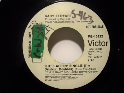 Gary Stewart Vocal Accompaniment By The Jordanaires - She's Actin' Single (I'm Drinkin' Doubles) / Williamson County download mp3 flac
