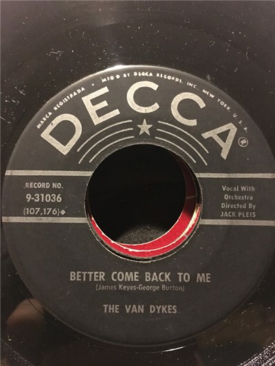 The Van Dykes - I Don't Know What To Do / Better Come Back To Me download mp3 flac