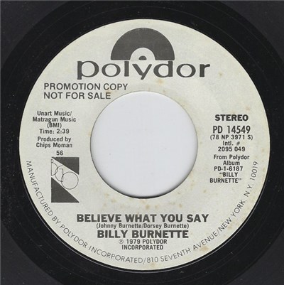 Billy Burnette - Believe What You Say download mp3 flac