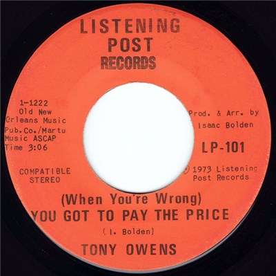 Tony Owens - You Got To Pay The Price / One Man's Woman, Another Man's Wife download mp3 flac