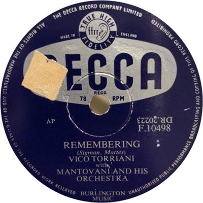 Vico Torriani With Mantovani And His Orchestra - Remembering / Mandolins Are Playing download mp3 flac