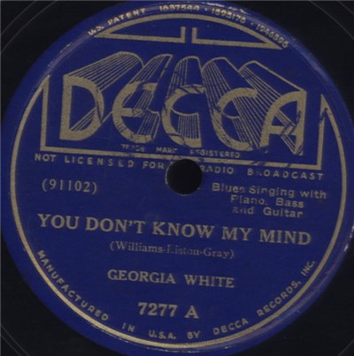 Georgia White - You Don't Know My Mind / Walking The Street download mp3 flac
