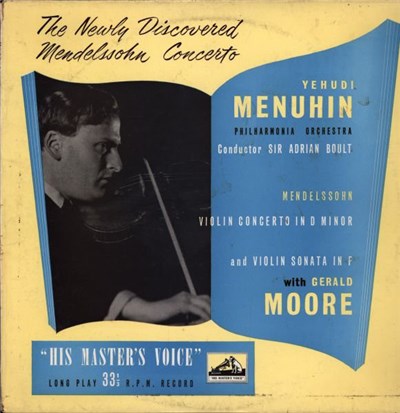 Yehudi Menuhin, Sir Adrian Boult, Philharmonia Orchestra, Gerald Moore, Mendelssohn - Concerto In D Minor, Sonata In F Major download mp3 flac